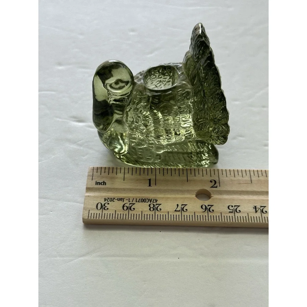 Vintage Green Glass Turkey Toothpick Holder  Pressed Glass Fall Thanksgiving 2